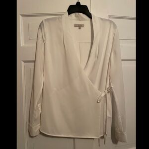 White Wrap Tie Blouse Hobbs London